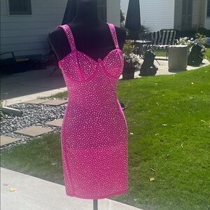Glamorous Pink Studded Mini Dress